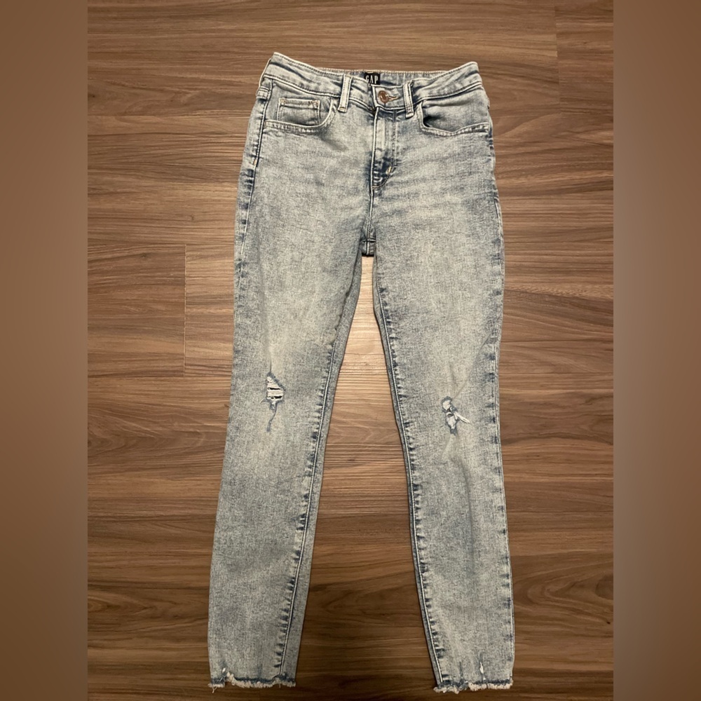 GAP Kids Light Blue Distressed Stretch High Rise Jeggings size 12 - Picture 4 of 5